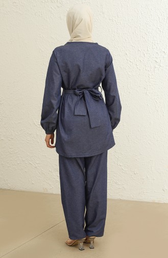 Tofisa Kuşaklı Tunik Pantolon İkili Takım 1366-07 Kot