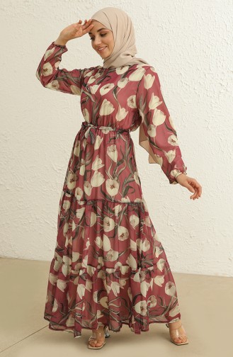 Dusty Rose Hijab Dress 3051-02
