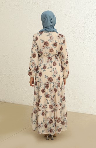 Creme Hijab Kleider 4051-02