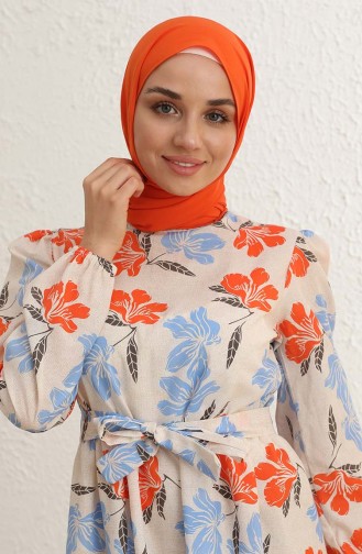 Orange Hijab Dress 6010-04