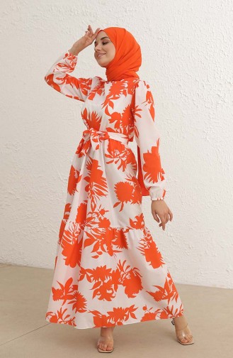 Orange Hijab Dress 6011-01