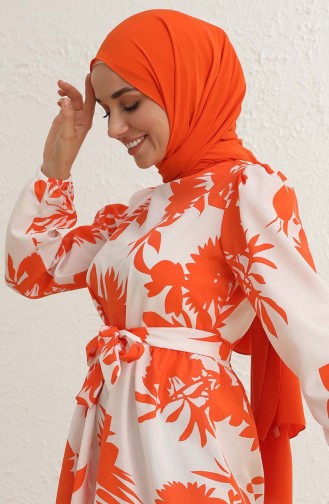 Orange Hijab Dress 6011-01