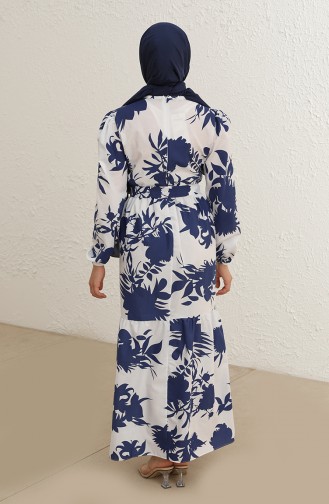 Navy Blue Hijab Dress 6011-02