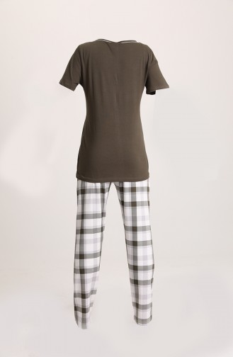 Biyeli Basic Yaka Pijama Takımı 5764-01 Yeşil