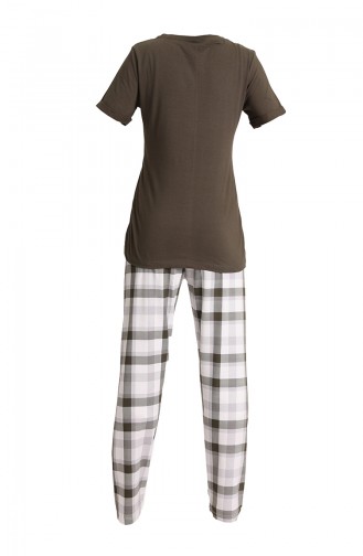 Patlı İki Düğmeli Pijama Takımı 5765-01 Yeşil