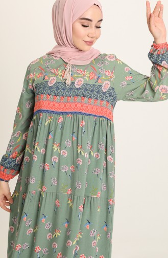 Green Almond Hijab Dress 5076-04