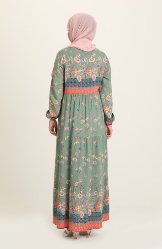 Green Almond Hijab Dress 5076-04