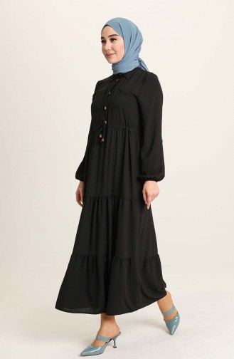 Gömlek Yaka Elbise 5720-01 Siyah