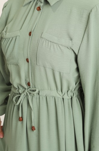 Gömlek Yaka Elbise 5720-02 Çağla Yeşili