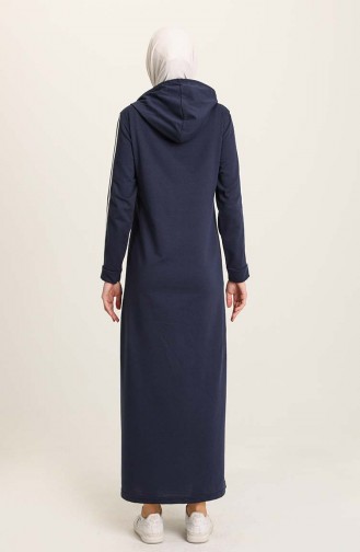 Navy Blue Hijab Dress 3227-02