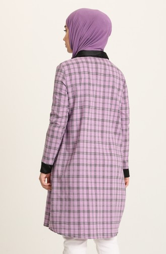 Desenli Fermuarlı Cepli Tunik 801015 Lila