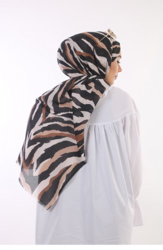 Zebra Desenli Tülbent Şal Siyah Taba