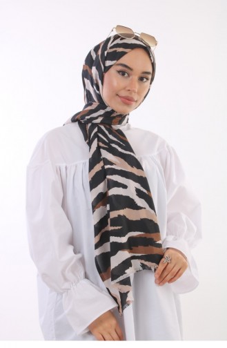 Zebra Desenli Tülbent Şal Siyah Taba