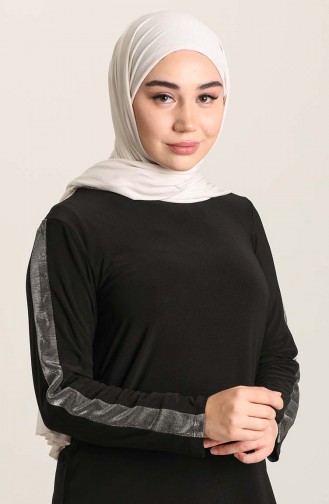 Sandy Garnili Tunik Pantolon Abiye İkili Takım 80028B-01 Siyah