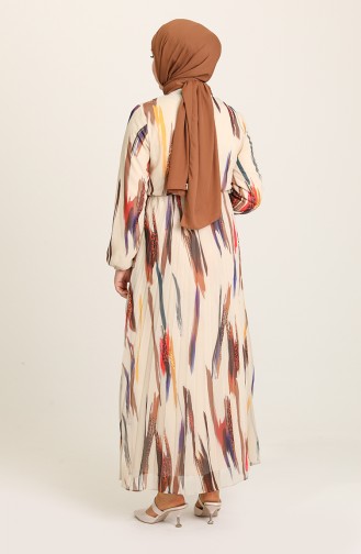 Cream Hijab Dress 6051-02