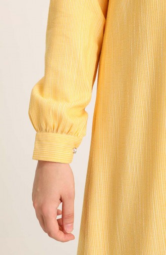 Viscon Çizgili Elbise 1001-02 Sarı