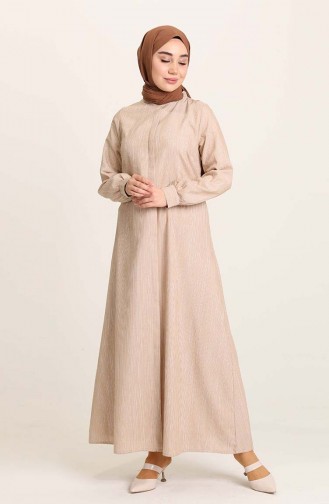 Beige Hijab Kleider 1001-04