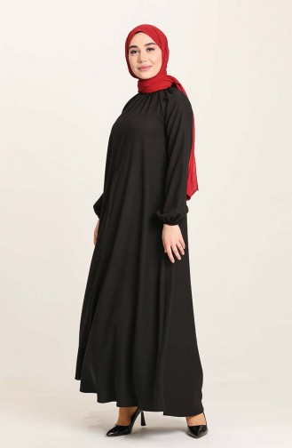 Gefälteltes Kreppkleid 3377A-01 Schwarz 3377A-01