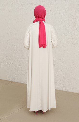 Büzgülü Krep Elbise 3377-02 Beyaz