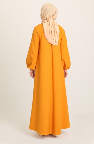 Büzgülü Krep Elbise 3377-05 Sarı