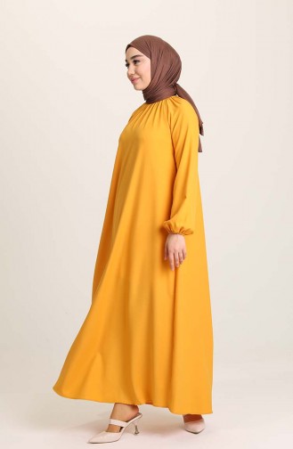 Light Yellow Hijab Dress 3377-09