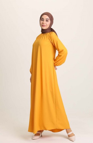 Light Yellow Hijab Dress 3377-09