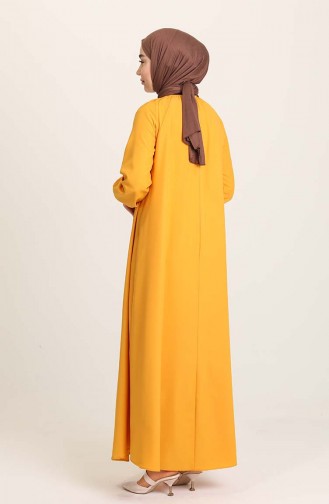 Büzgülü Krep Elbise 3377-09 Açık Sarı