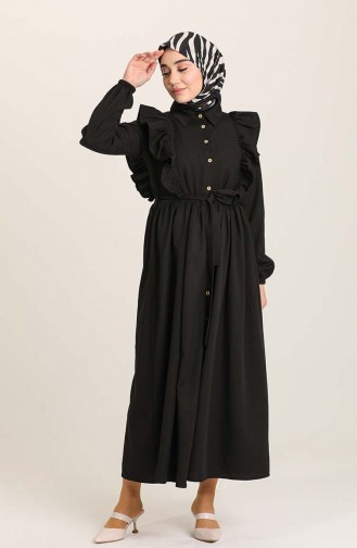 Schwarz Hijab Kleider 3127-01