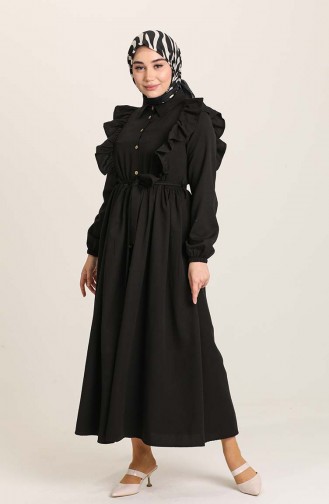Schwarz Hijab Kleider 3127-01