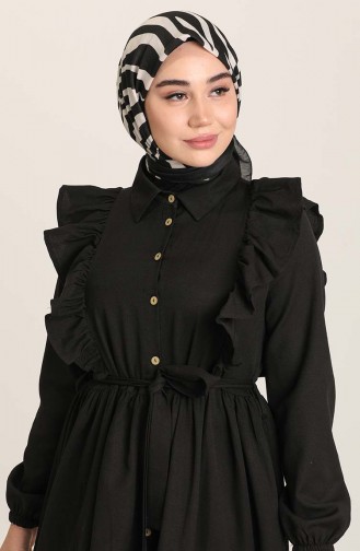 Schwarz Hijab Kleider 3127-01