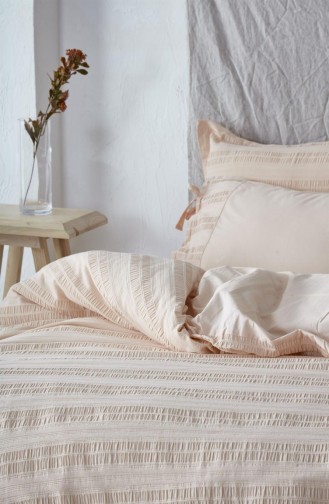 Ecocotton Miha Battal Boy Nevresim Takımı 100 Organik Pamuk Likralı Somon 220X240 Cm Somon