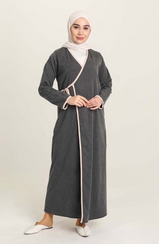 Yandan Bağlamalı Namaz Elbisesi 7035-03 Kırçıllı Gri