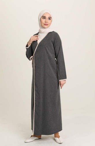Yandan Bağlamalı Namaz Elbisesi 7035-03 Kırçıllı Gri