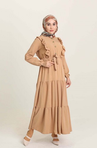 Milk Coffee Hijab Dress 1003-06