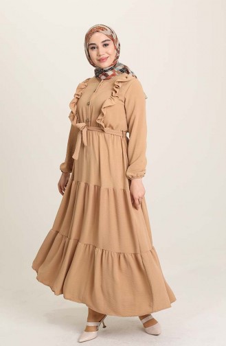 Milk Coffee Hijab Dress 1003-06