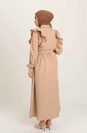 Beige Hijab Dress 3127-02