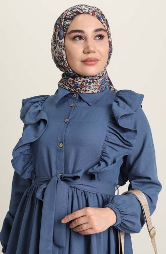 Petroleum Hijab Kleider 3127-05