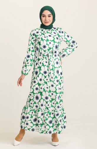 Green Hijab Dress 15047-04