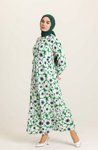 Green Hijab Dress 15047-04