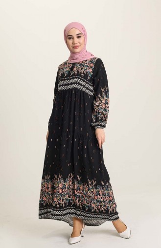 Schwarz Hijab Kleider 5073-09