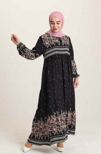 Schwarz Hijab Kleider 5073-09