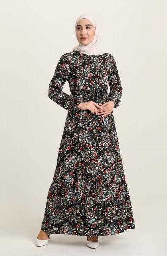 Schwarz Hijab Kleider 4071-02