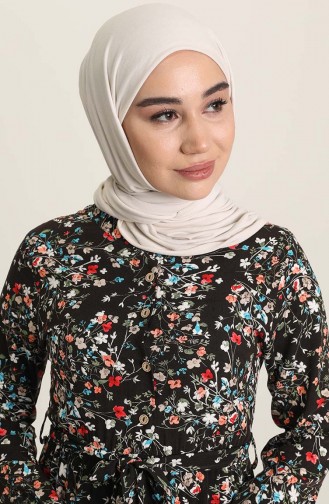 Schwarz Hijab Kleider 4071-02