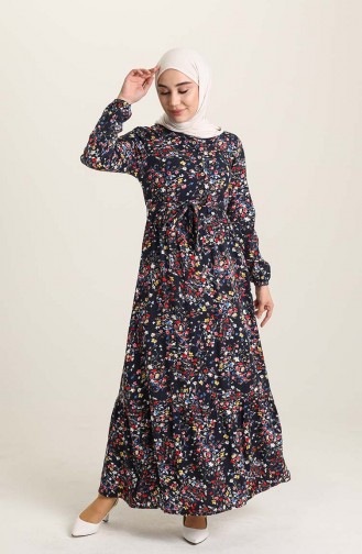 Dunkelblau Hijab Kleider 4071-03