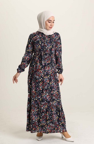 Dunkelblau Hijab Kleider 4071-03