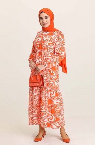 Orange Hijab Dress 6012-03