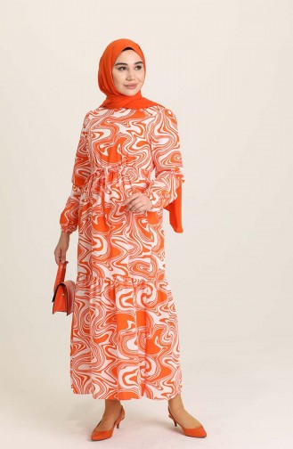 Orange Hijab Kleider 6012-03