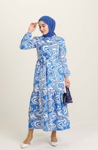 Saxe Hijab Dress 6012-04