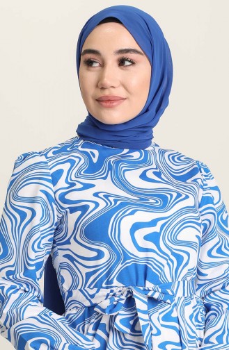 Saxe Hijab Dress 6012-04