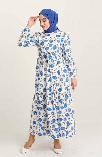 Saxe Hijab Dress 6013-03